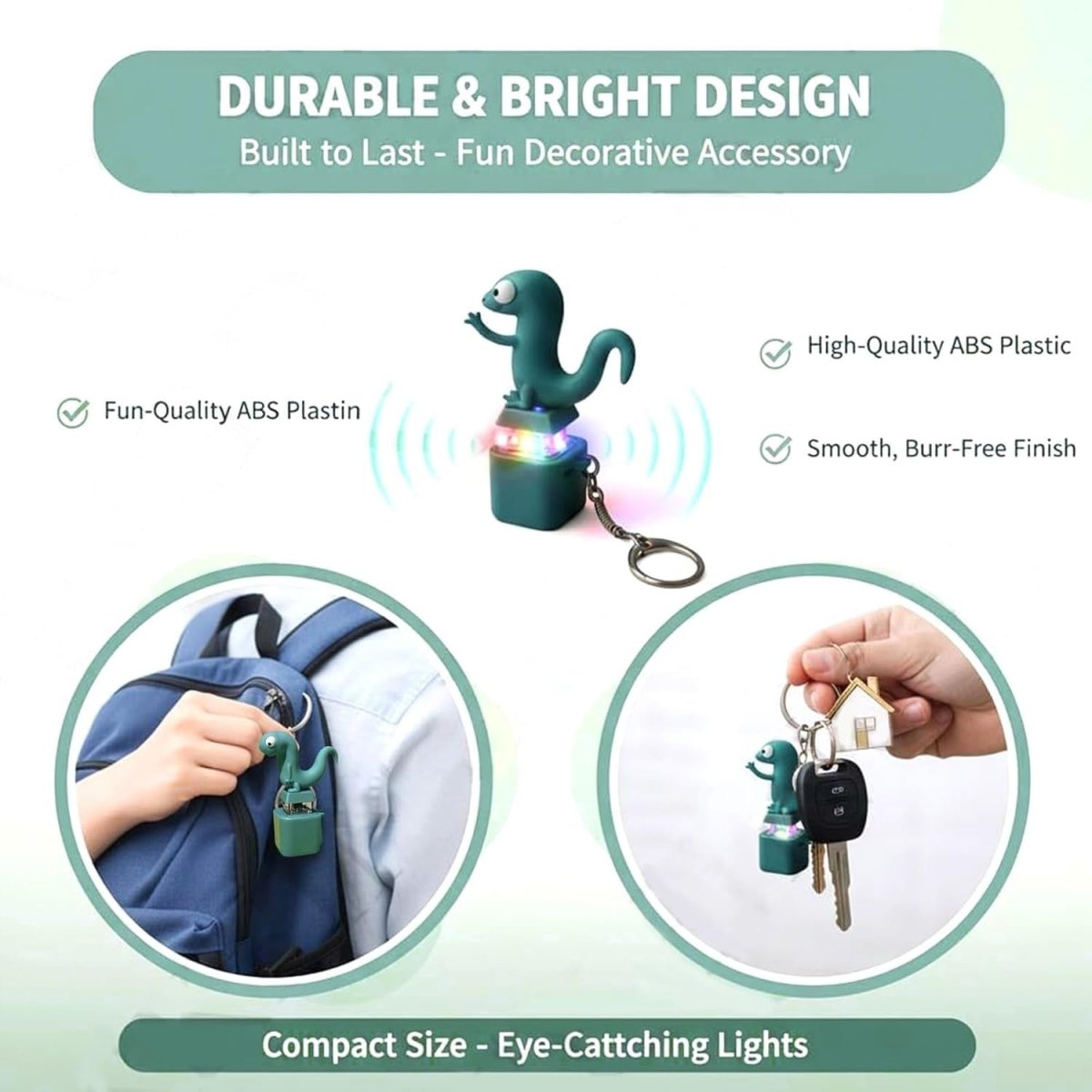Rechargeable Lizard Sound Fidget Keychain LED Click Toy Stress Relief 8pcs - Kwikley