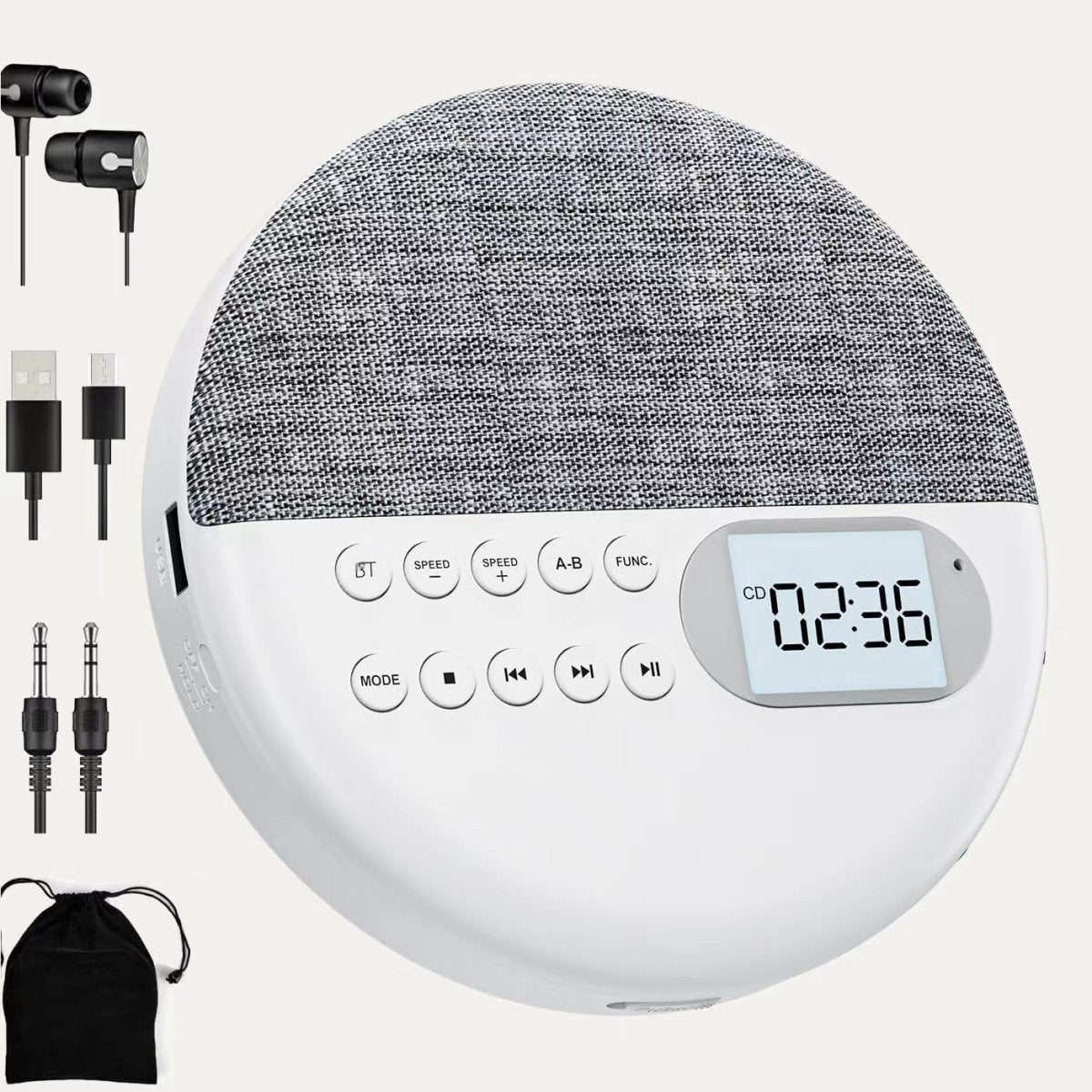 Rechargeable Portable CD Player Dual Speakers Anti Skip USB AUX LCD - Kwikley