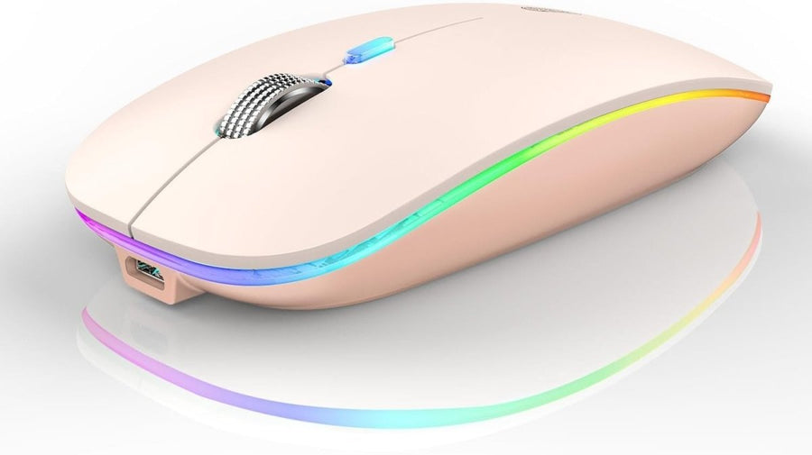 Rechargeable Wireless Mouse 2.4G Silent USB Slim LED Pink - Kwikley