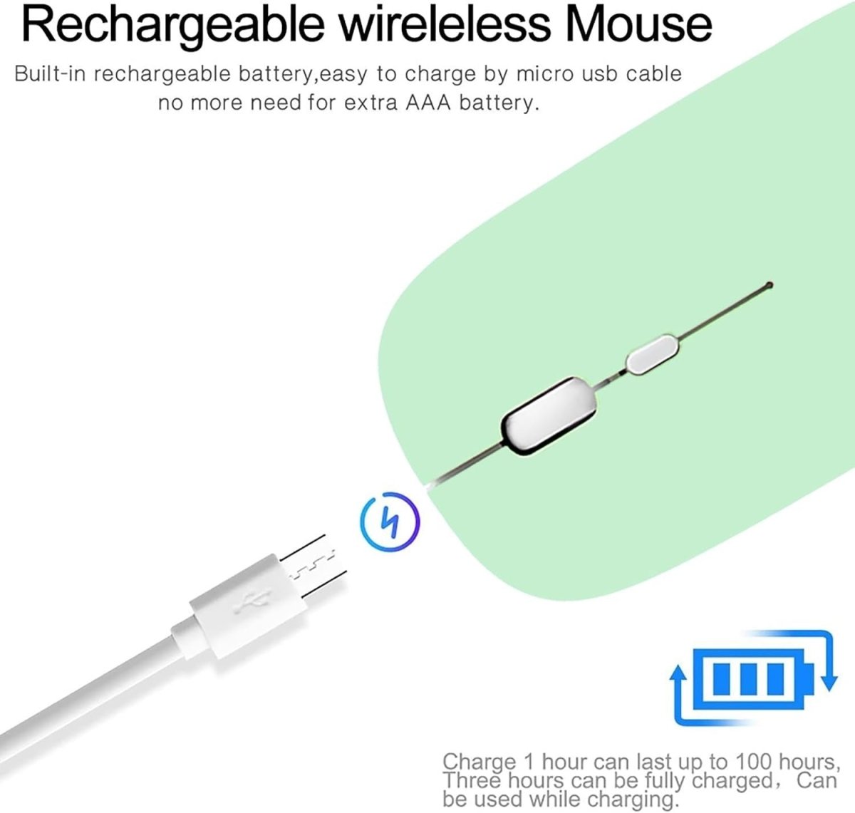 Rechargeable Wireless Mouse Bluetooth 2.4G Silent 1600 DPI - Kwikley