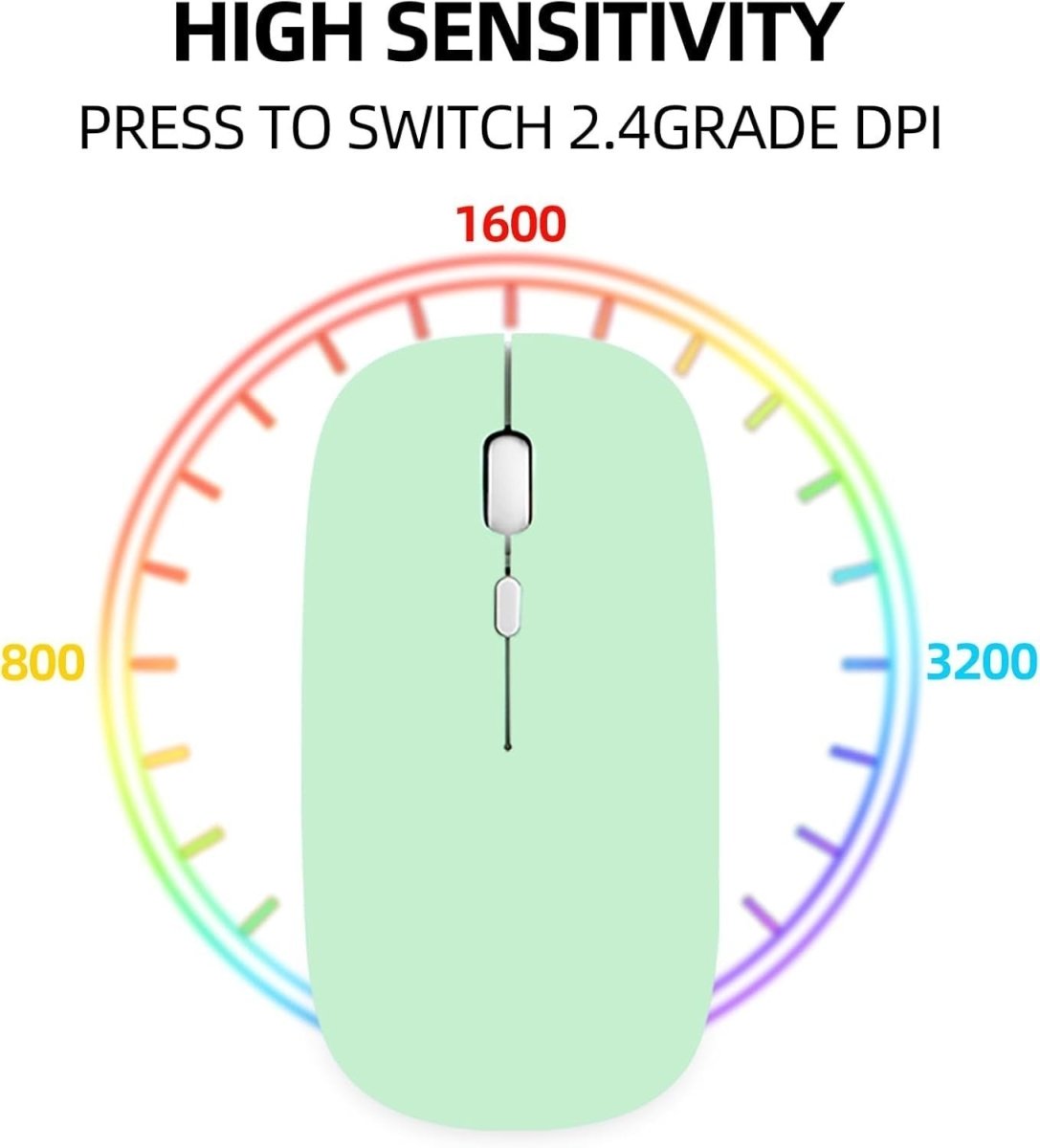 Rechargeable Wireless Mouse Bluetooth 2.4G Silent 1600 DPI - Kwikley