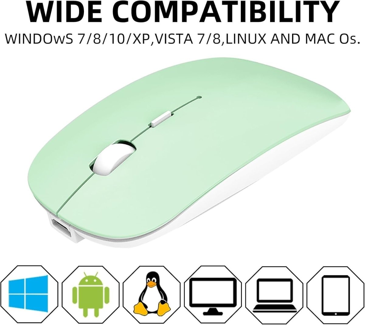 Rechargeable Wireless Mouse Bluetooth 2.4G Silent 1600 DPI - Kwikley