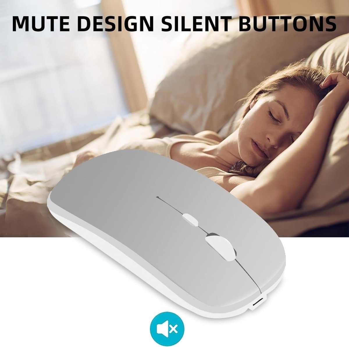 Rechargeable Wireless Mouse Bluetooth 2.4G Silent 1600 DPI USB - Kwikley