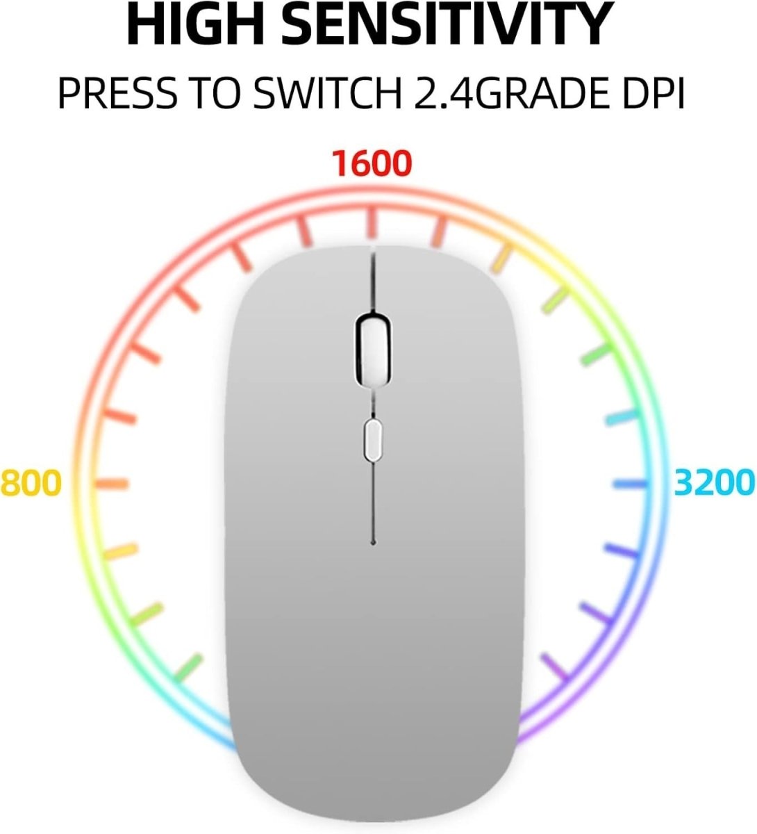 Rechargeable Wireless Mouse Bluetooth 2.4G Silent 1600 DPI USB - Kwikley