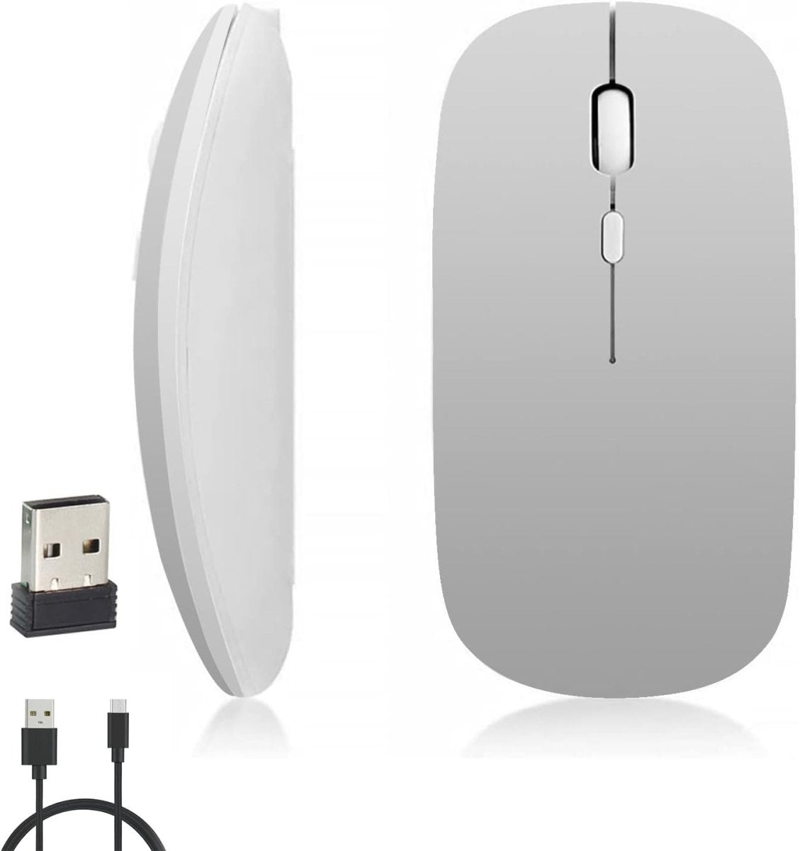 Rechargeable Wireless Mouse Bluetooth 2.4G Silent 1600 DPI USB - Kwikley