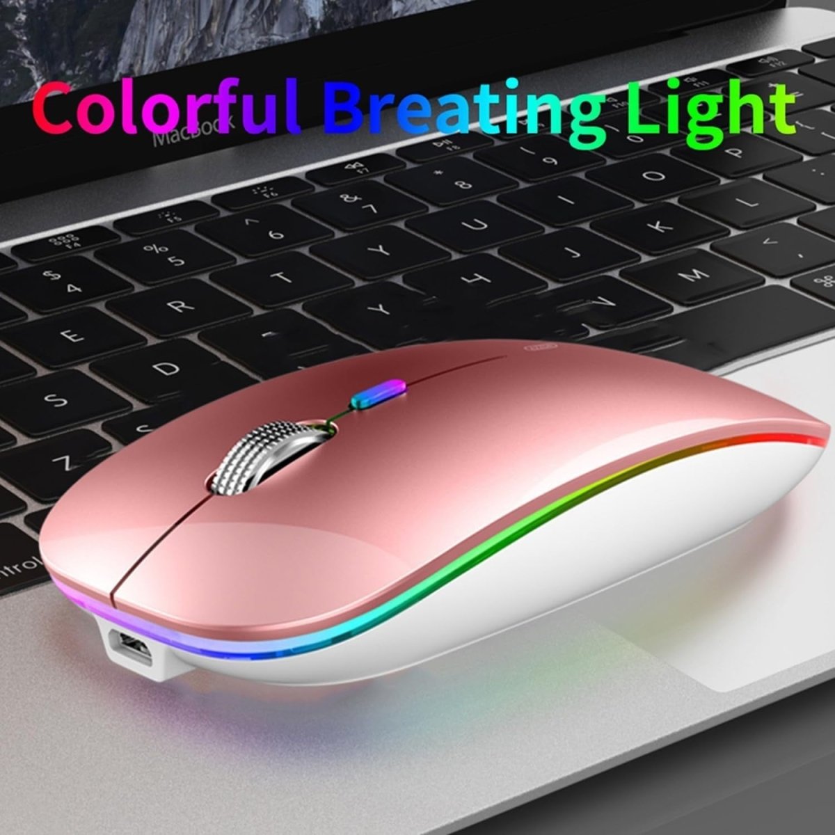 Rechargeable Wireless Mouse USB C Slim Silent LED 2.4G - Kwikley