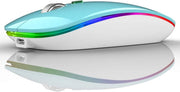 Rechargeable Wireless Mouse USB C Slim Silent LED 2.4G Blue - Kwikley
