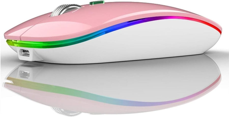 Rechargeable Wireless Mouse USB C Slim Silent LED 2.4G Pink - Kwikley