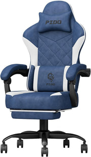 Reclining Gaming Chair with Footrest Ergonomic 360 Swivel Blue - Kwikley