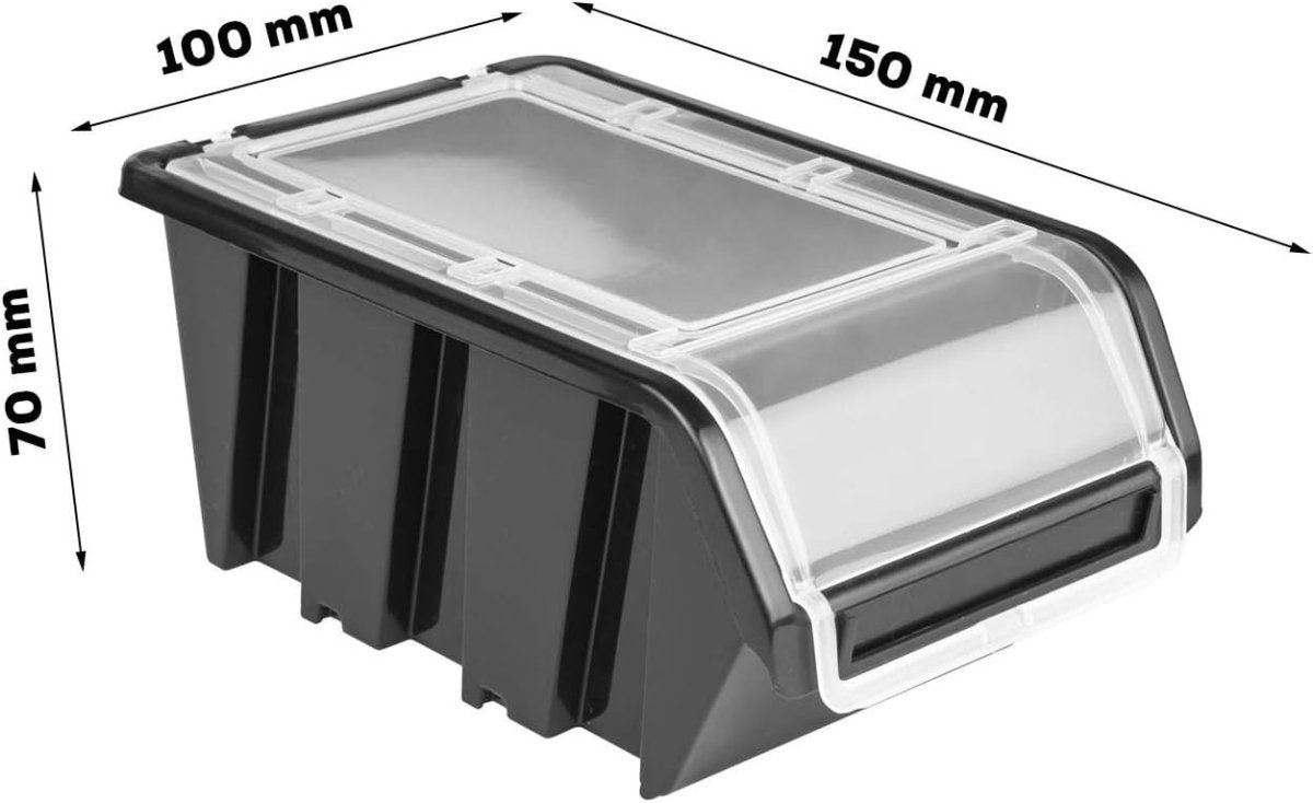 Red & Black Workshop Wall Shelf w/ 30 Tool Storage Boxes 178x78cm - Kwikley
