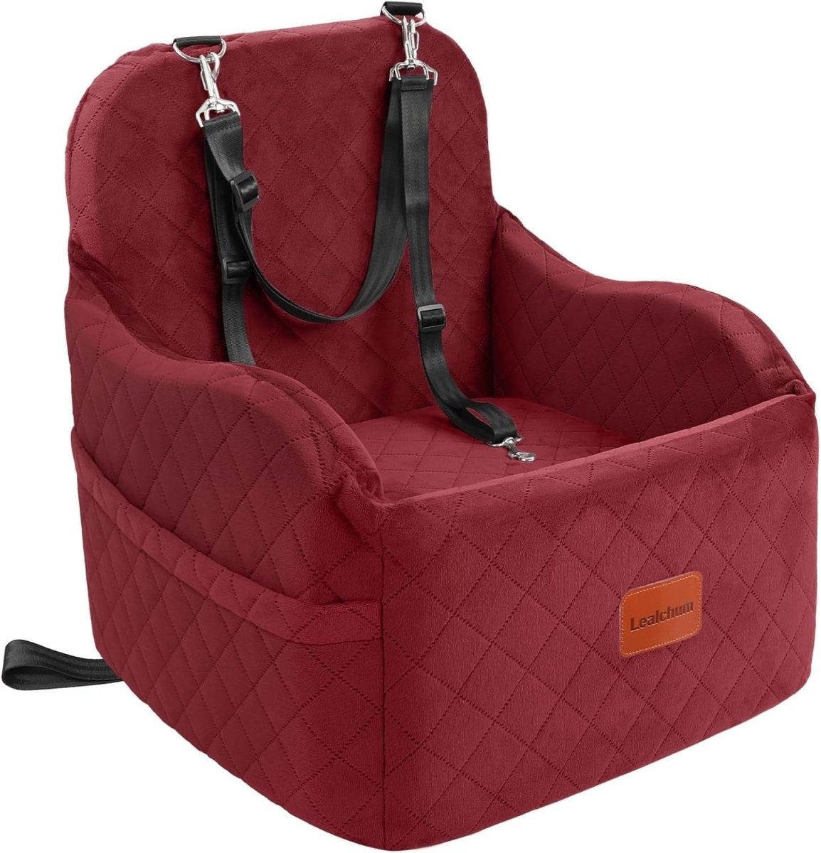 Red Dog Booster Car Seat Elevated Travel Bed Washable Pet Seat 30lb - Kwikley