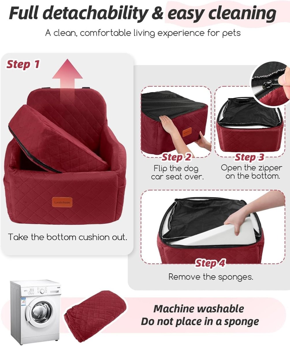 Red Dog Booster Car Seat Elevated Travel Bed Washable Pet Seat 30lb - Kwikley