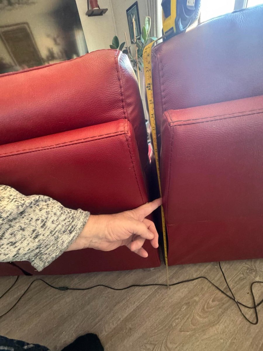 Red Leather Large Corner Sofa + Footstool (PTP) - Kwikley