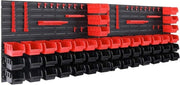 Red PP Wall Shelf 56 Stacking Boxes Garage Tool Organizer Workshop Rack - Kwikley