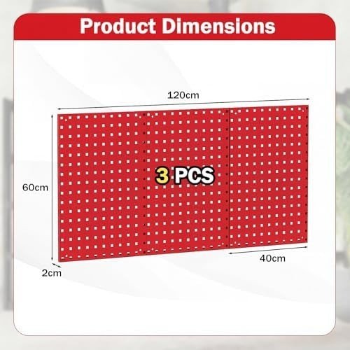 Red Wall - Mounted Pegboard 120x60cm with 28 - Piece Tool Organizer Kit - Kwikley
