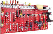 Red Wall - Mounted Pegboard 120x60cm with 28 - Piece Tool Organizer Kit - Kwikley