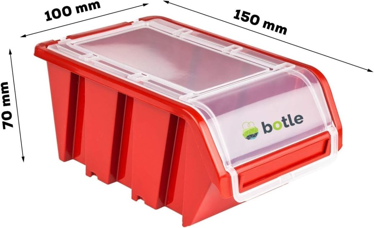 Red Workshop Wall Shelf w/ 30 Tool Storage Boxes 178x78cm Adjustable - Kwikley