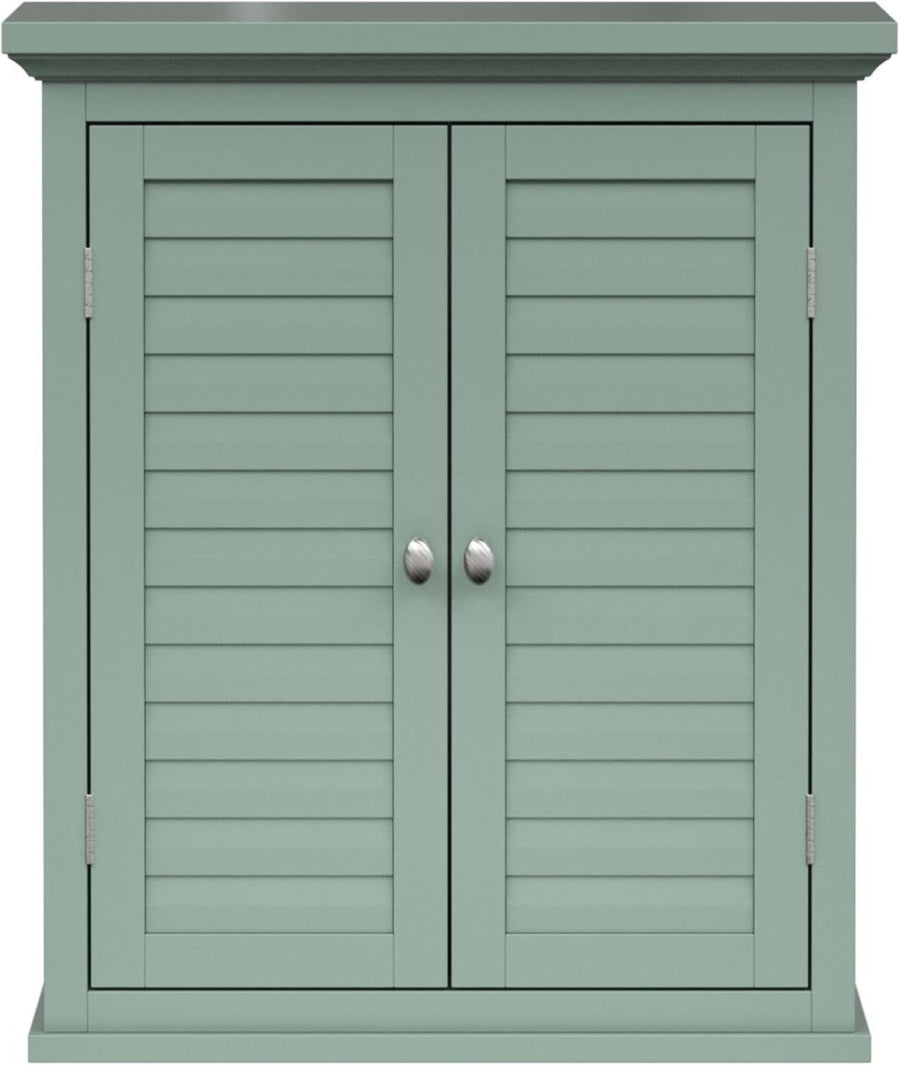 Removable Two - Door Wall Cabinet with Adjustable Shelf, Sage Green - Kwikley