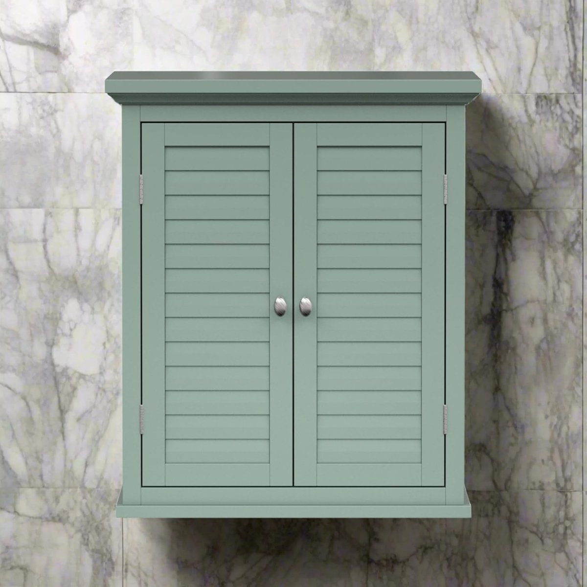 Removable Two - Door Wall Cabinet with Adjustable Shelf, Sage Green - Kwikley