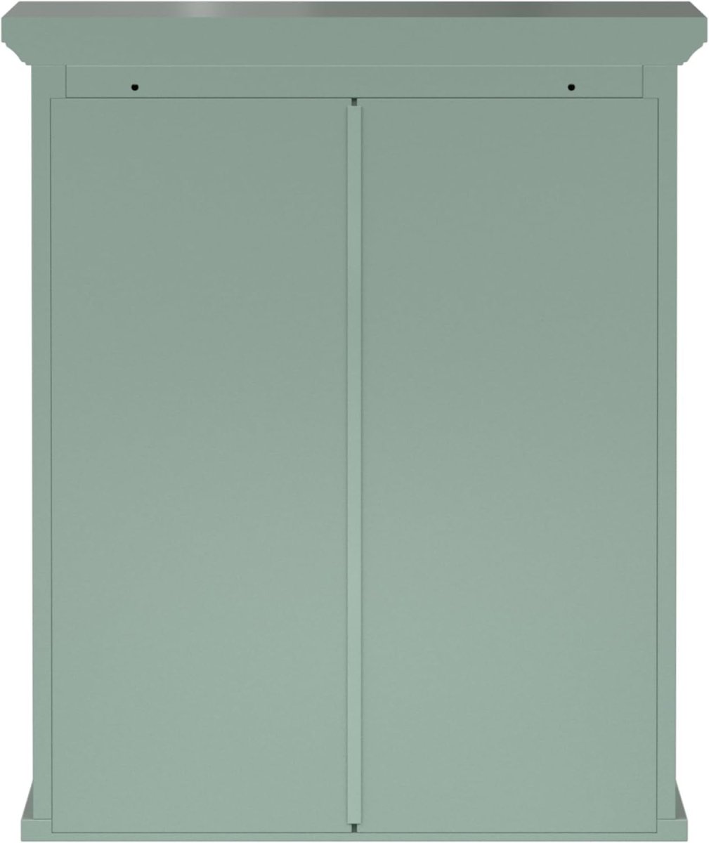 Removable Two - Door Wall Cabinet with Adjustable Shelf, Sage Green - Kwikley