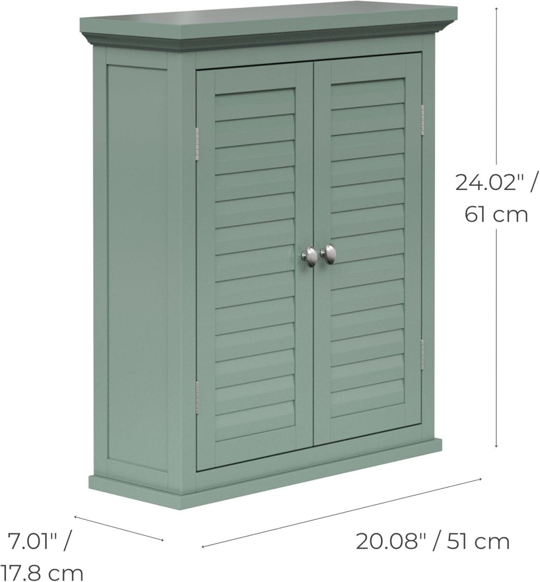 Removable Two - Door Wall Cabinet with Adjustable Shelf, Sage Green - Kwikley