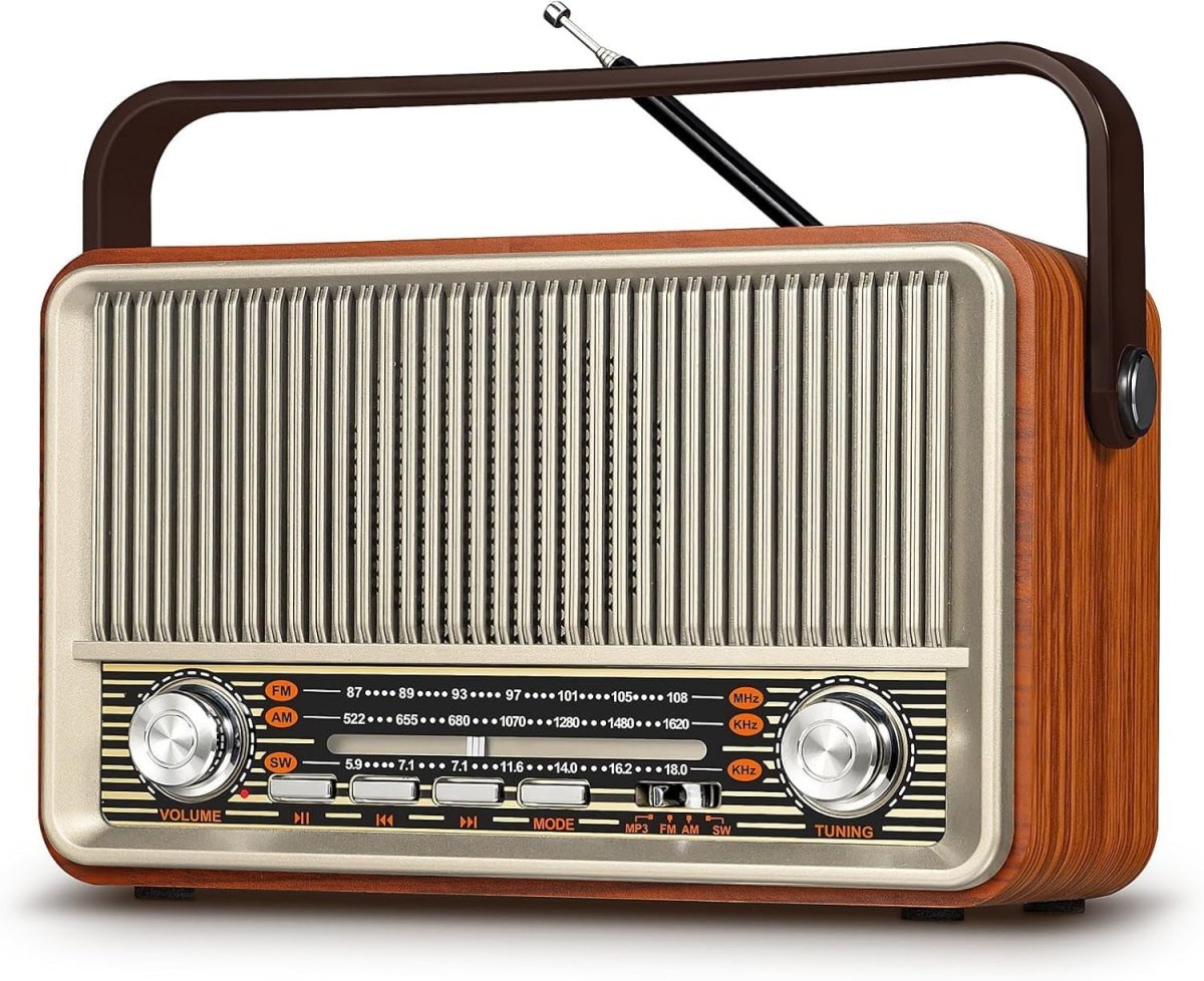 Retro AM/FM/SW Portable Radio Bluetooth USB TF Card Rechargeable - Kwikley