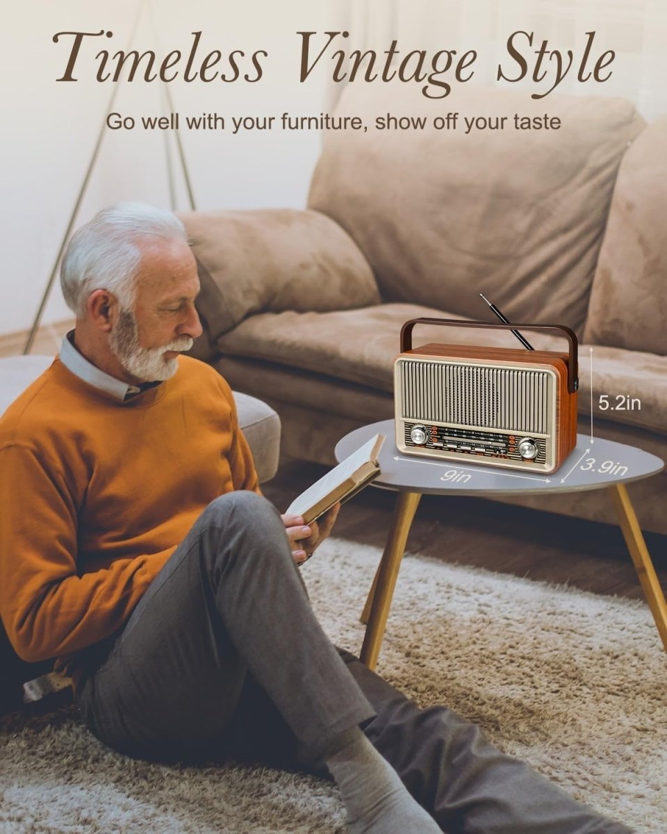 Retro AM/FM/SW Portable Radio Bluetooth USB TF Card Rechargeable - Kwikley