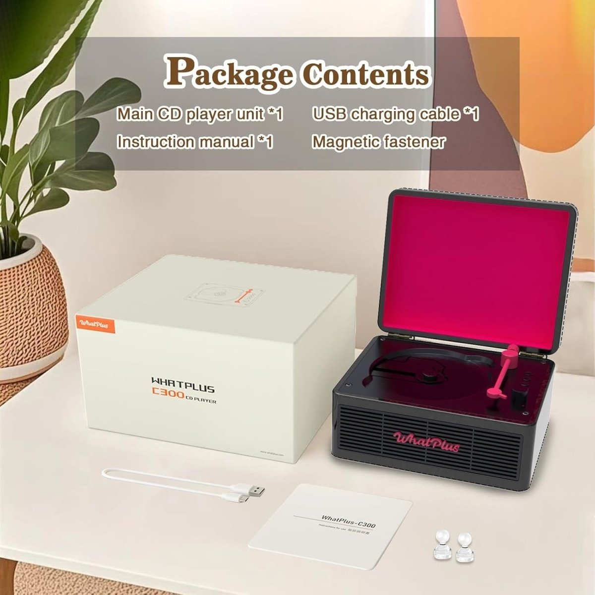 Retro Bluetooth CD Player Suitcase Rechargeable HiFi Speakers AUX TF - Kwikley