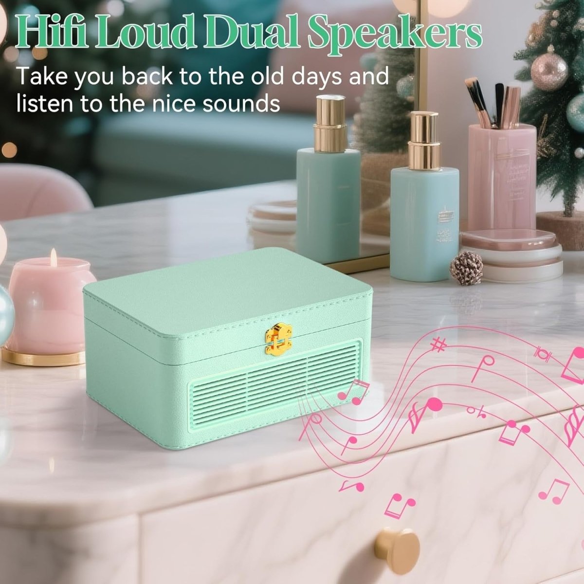 Retro Bluetooth CD Player Suitcase Rechargeable Speakers USB AUX Remote - Kwikley