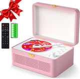 Retro Bluetooth CD Player Suitcase Rechargeable Stereo Speakers USB AUX