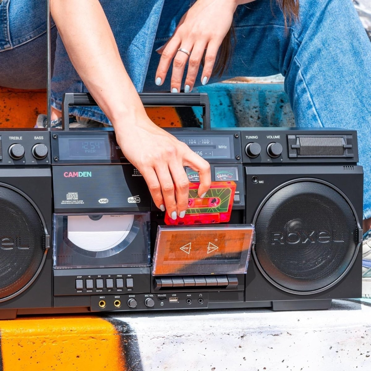 Retro Boombox CD Cassette Player DAB FM Bluetooth USB SD Portable - Kwikley