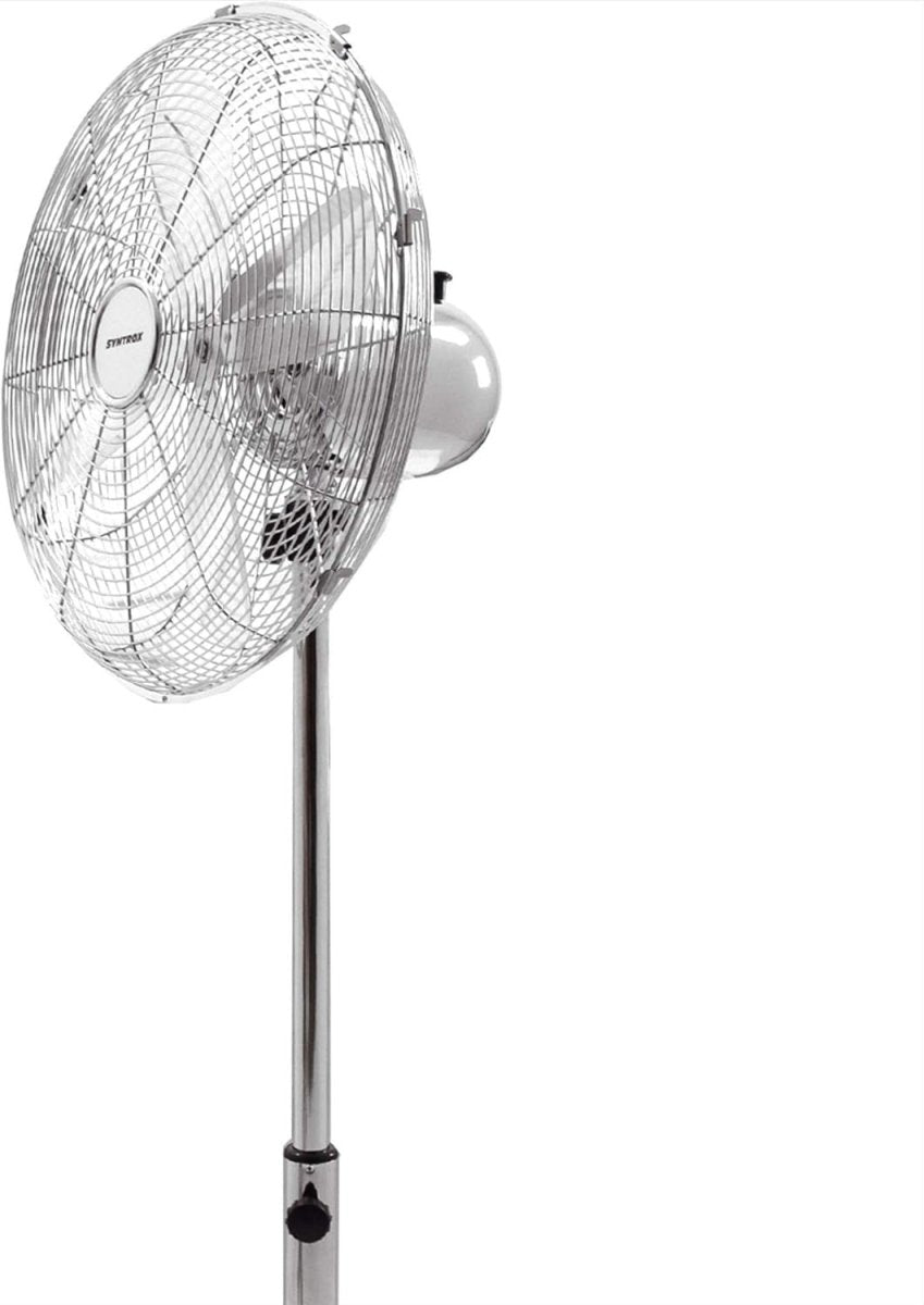 Retro Chrome Pedestal Fan 50W – 3 Speed Adjustable Cooling Floor Air Circulator - Kwikley