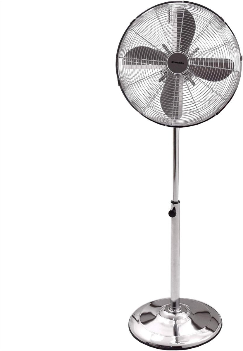 Retro Chrome Pedestal Fan 50W – 3 Speed Adjustable Cooling Floor Air Circulator - Kwikley