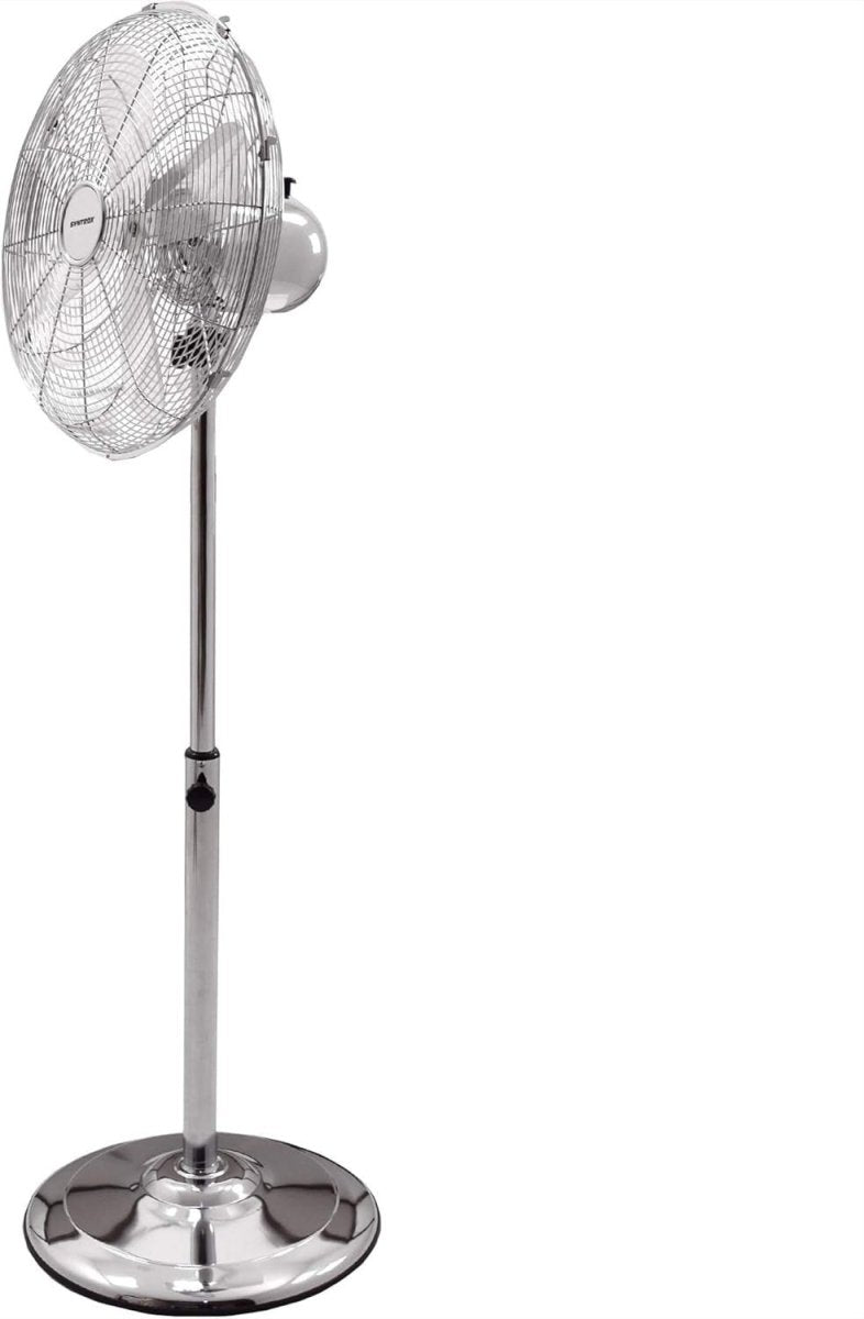 Retro Chrome Pedestal Fan 50W – 3 Speed Adjustable Cooling Floor Air Circulator - Kwikley