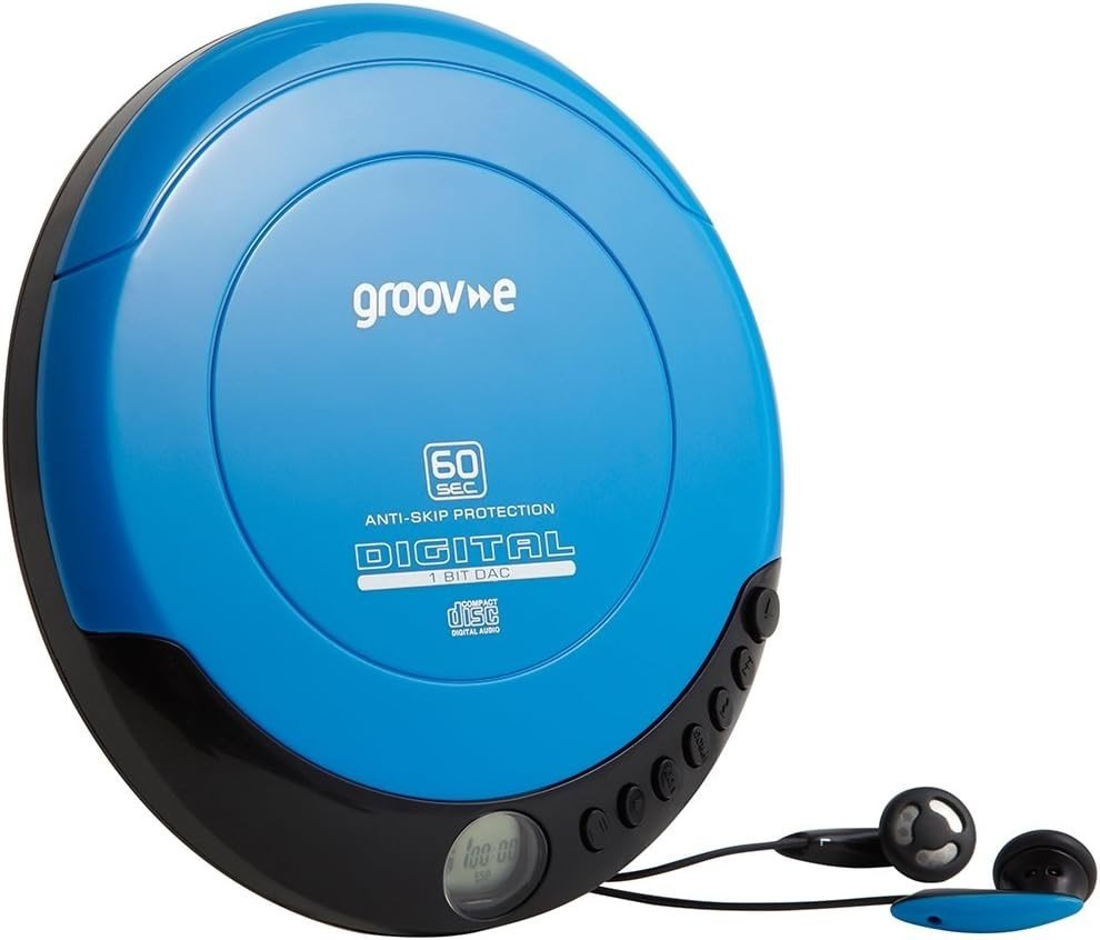 Retro Portable CD Player Anti Skip Programmable Earphones Included Blue - Kwikley