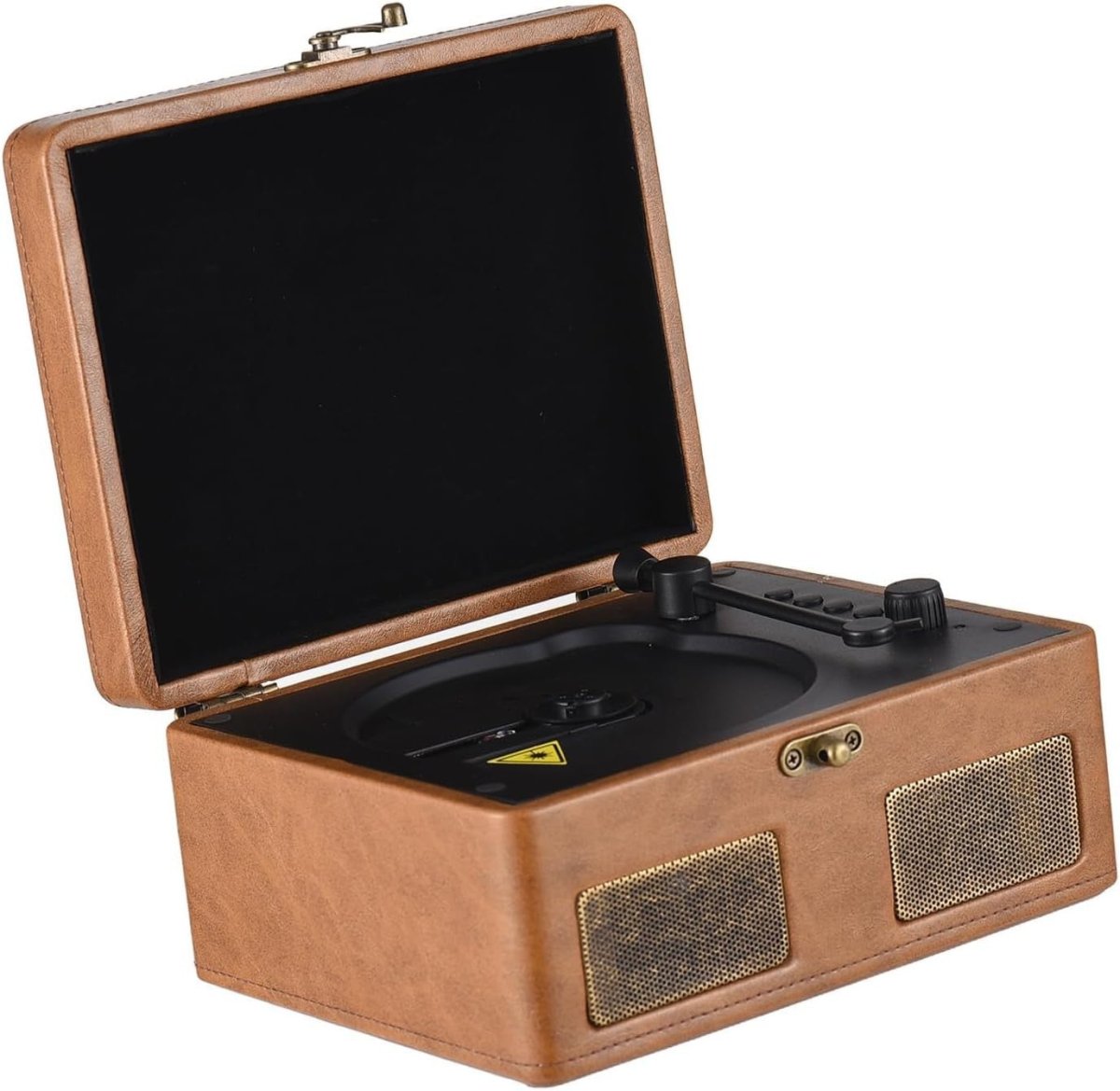 Retro Portable CD Player Bluetooth Dual Speakers Rechargeable Brown - Kwikley