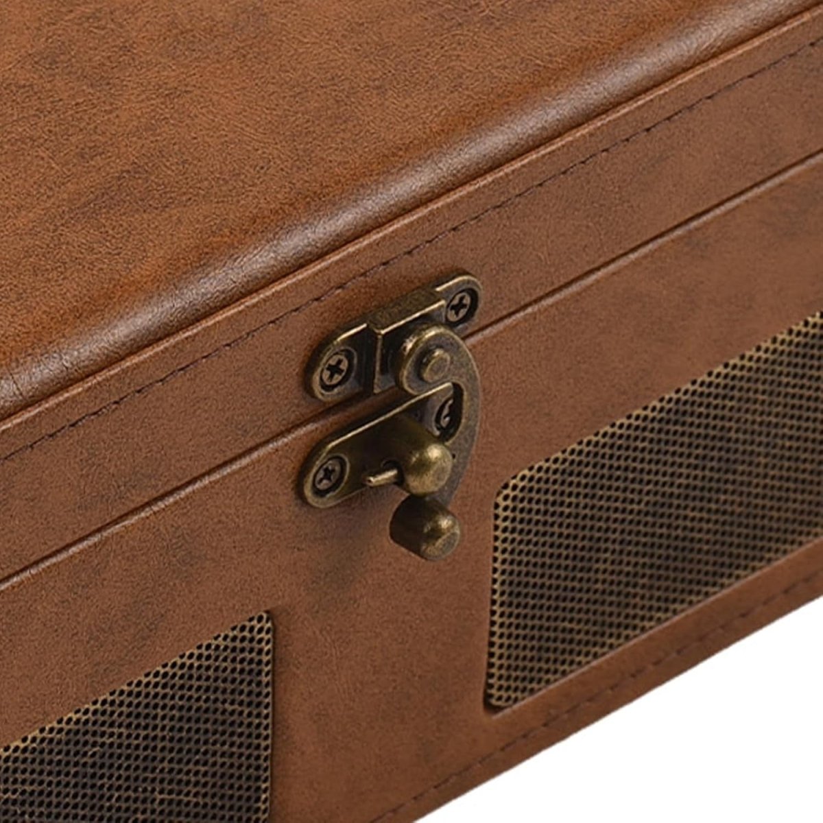 Retro Portable CD Player Bluetooth Dual Speakers Rechargeable Brown - Kwikley