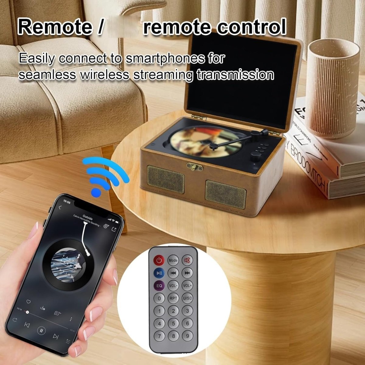 Retro Portable CD Player Bluetooth Dual Speakers Rechargeable Brown - Kwikley
