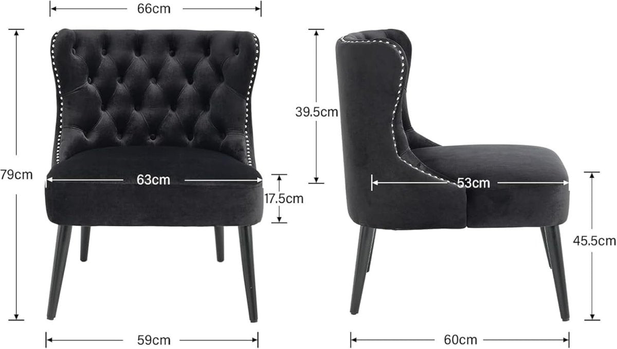 Retro Wingback Accent Chair Black Velvet High Back Armchair - Kwikley