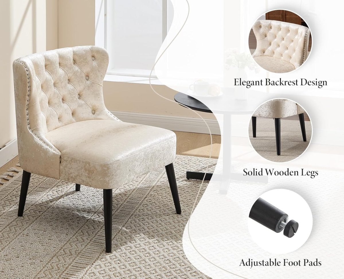 Retro Wingback Accent Chair Velvet High Back Tub Armchair - Kwikley