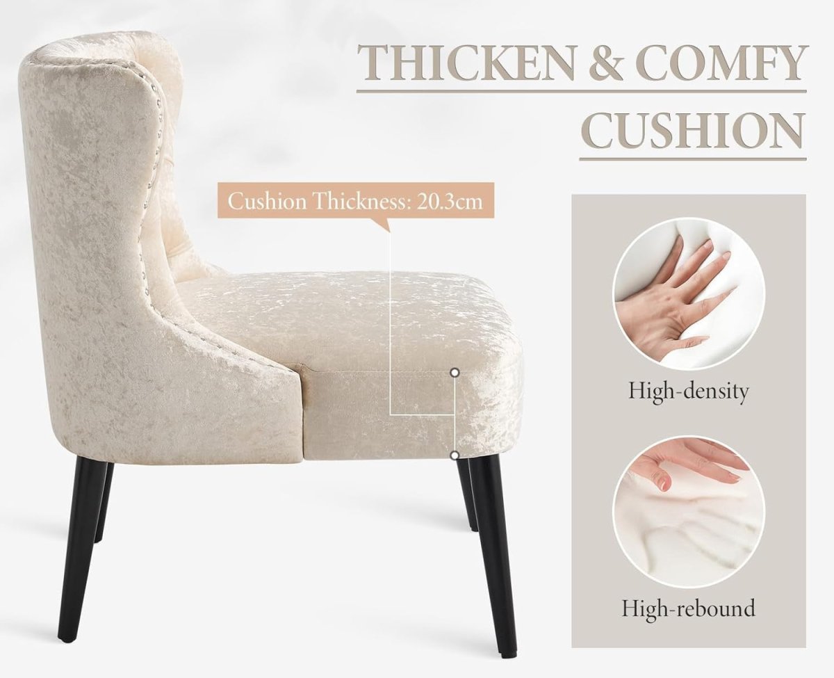 Retro Wingback Accent Chair Velvet High Back Tub Armchair - Kwikley