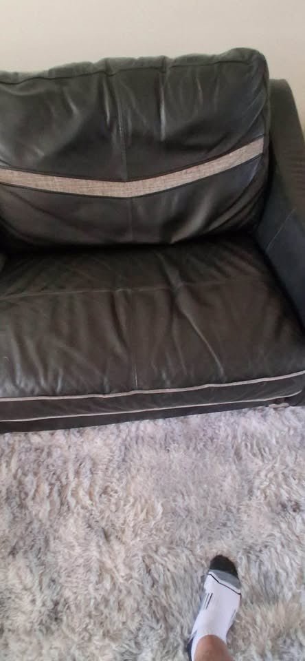 Reversible Black/Grey Leather Fabric Corner Sofa (PTP) - Kwikley
