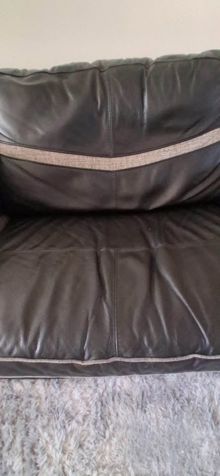 Reversible Black/Grey Leather Fabric Corner Sofa (PTP) - Kwikley