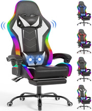 RGB LED Gaming Chair 366 Modes Recliner w/ Massage Lumbar - Kwikley