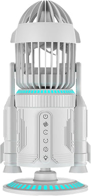 Rocket - Shape Desk Fan – Quiet 5000RPM Air Circulator LED Light Adjustable Silver - Kwikley