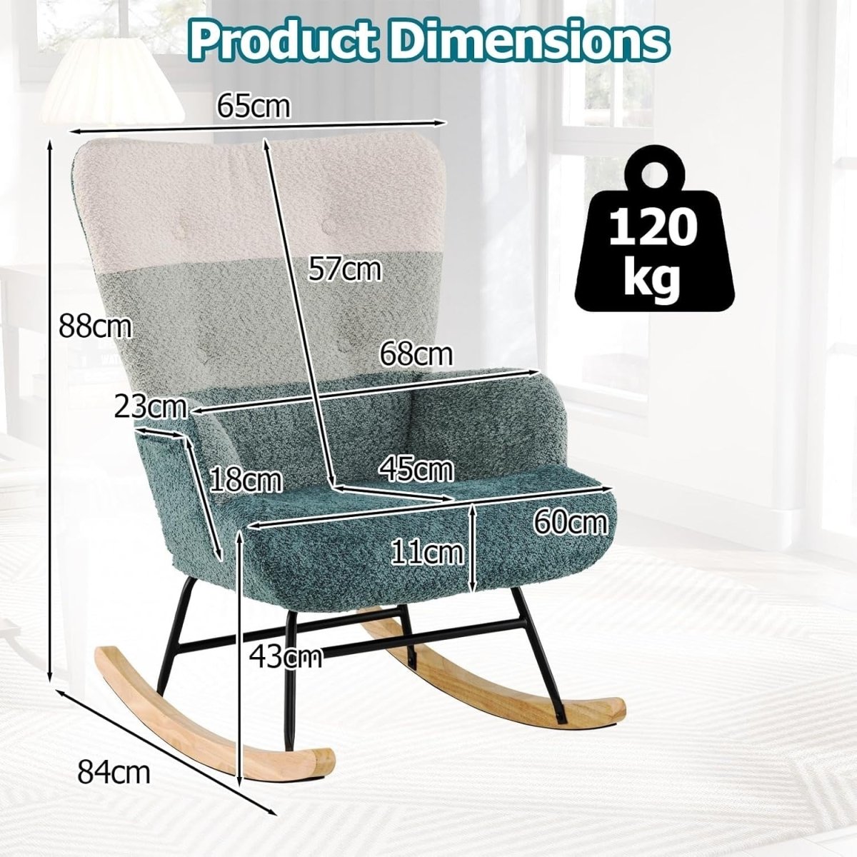 Rocking Accent Chair Boucle Fabric Armchair Tufted Wingback Nursery Seat - Kwikley