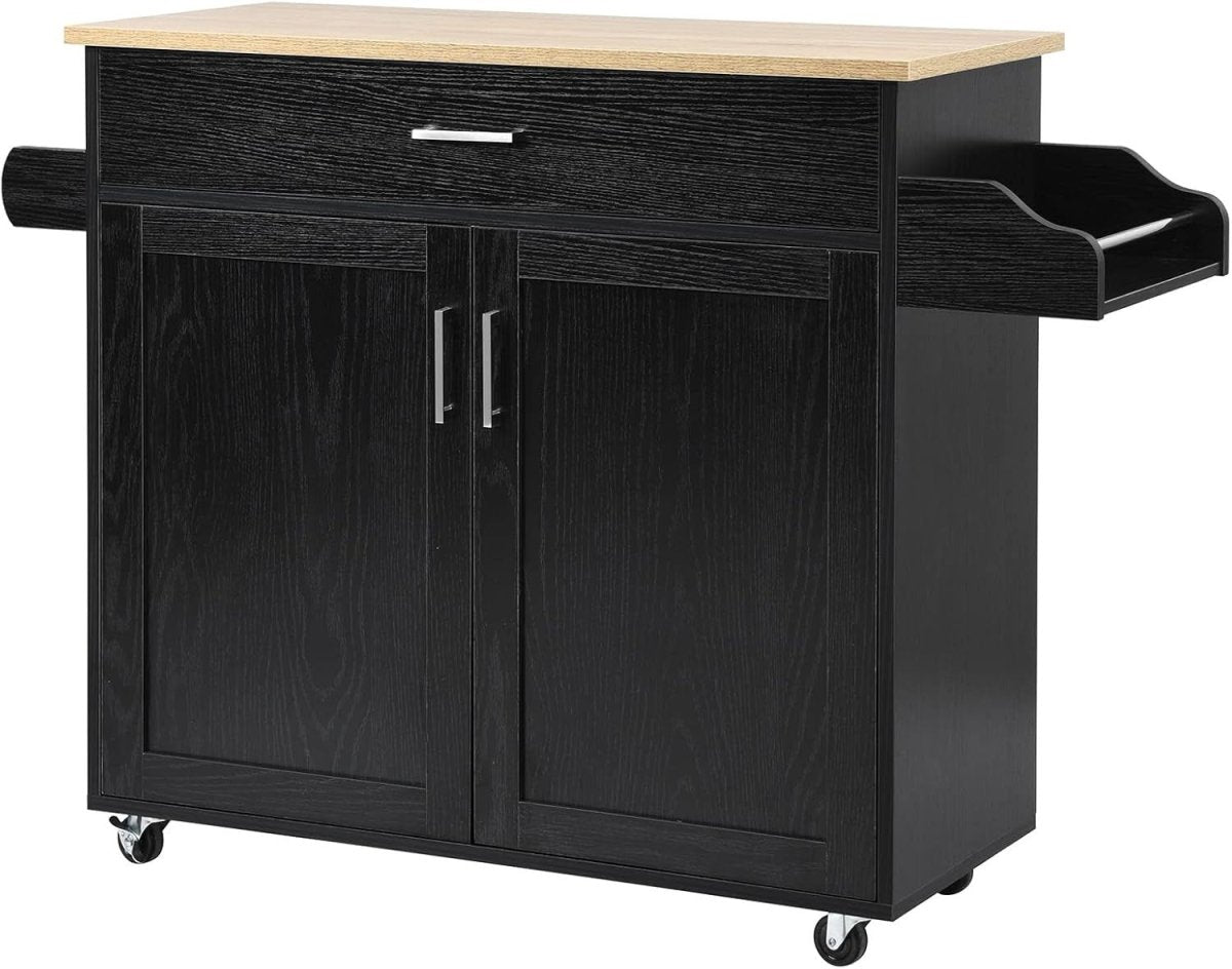 Rolling Kitchen Island Cart 116cm Storage Cabinet - Kwikley
