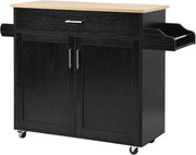Rolling Kitchen Island Cart 116cm Storage Cabinet - Kwikley