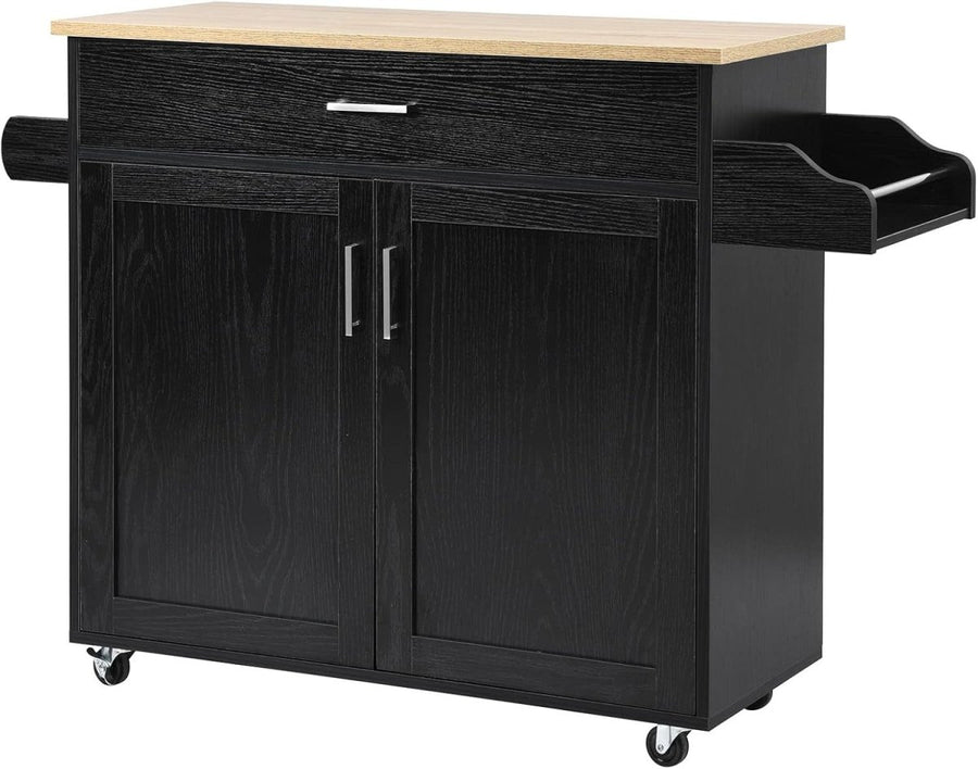 Rolling Kitchen Island Cart 116cm Storage Cabinet - Kwikley