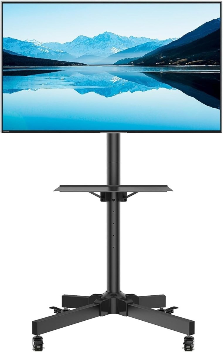 Rolling Mobile TV Stand 23 - 60" Tilt Height Adjustable Cart with Tray VESA 400x40 - Kwikley